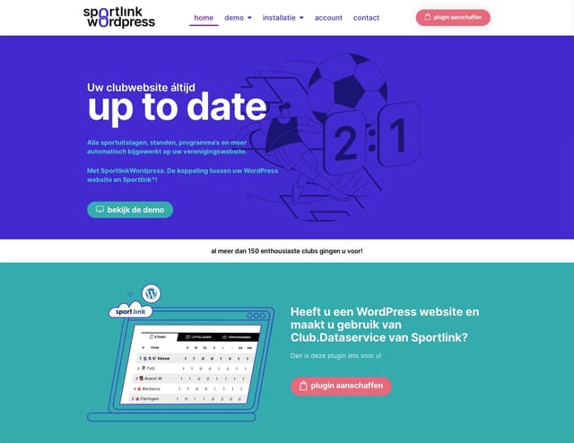 Screenshot of the Sportlinkwordpress website